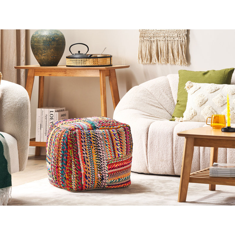 Atanase 40cm Wide Square Striped Pouffe Ottoman
