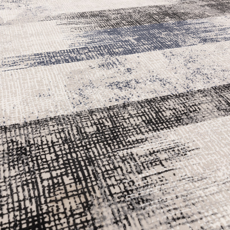 Abrienne Soft Lines Blue/Grey/Black Rug, Rectangle 200 x 290cm