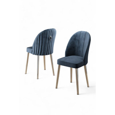 Ensemble de chaises modernes (2 pièces), anthracite et chrome, 17,3 po x 35,4 po x 16,5 po | Structure 100% métal, tissu Babyface, dossier en mousse à 22 bandes et siège en mousse à 28 bandes | Parfait pour la décoration de la maison, du bureau et de l'hôtel