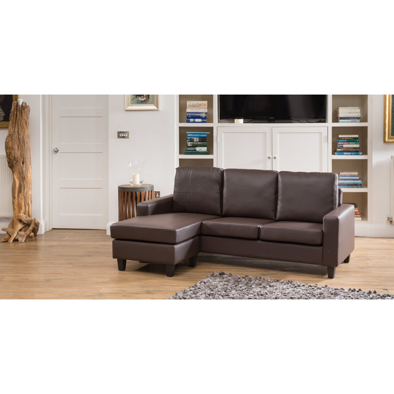 Ishiro 3 Seater Faux Leather Corner Sofa , Brown
