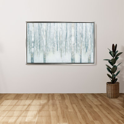 "Birches in Winter Blue Gray" by Julia Purinton Print on Canvas in a Floater Frame