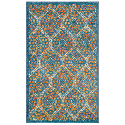 Christa Geometric Blue Area Rug