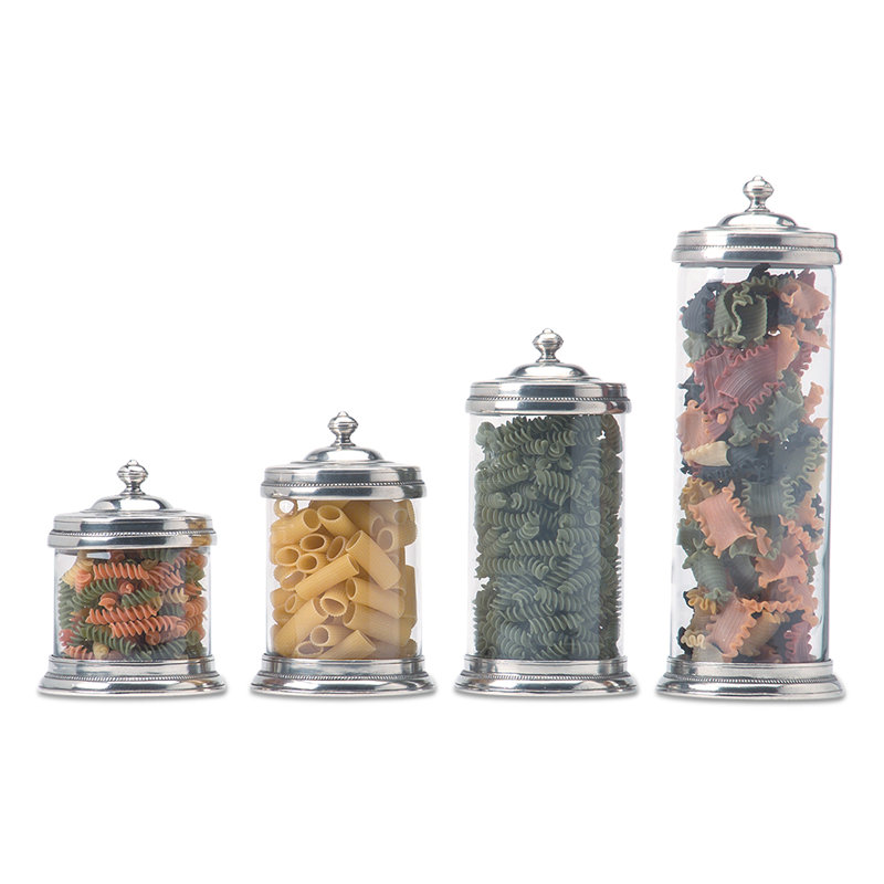 Glass Kitchen Canister, 7.5" H x 4.7" W x 4.7" D