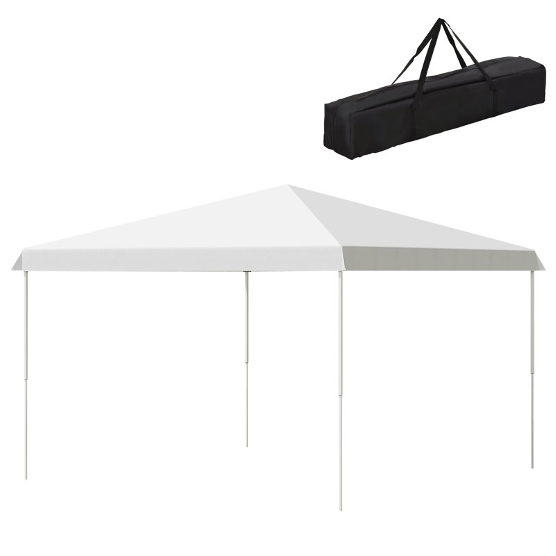 Auvent rétractable 13 pi x 13 pi Outsunny, Acier Inoxydable, Blanc