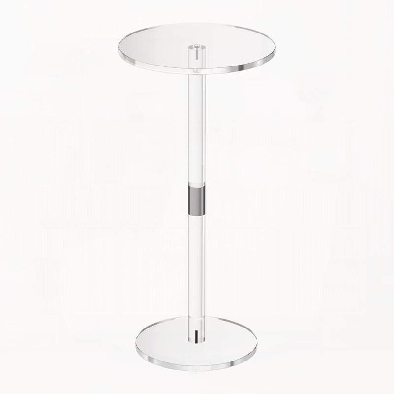 Table d'appoint en acrylique transparent, plateau rond avec pied, présentoir à gâteaux moderne, table d'appoint transparente pour café, boissons, nourriture, collations, montage facile, 25,4 x 25,4 x 54,1 cm (transparent)