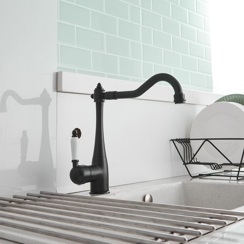 Traditional Single-Handle Standard Kitchen Faucet, Matte Black