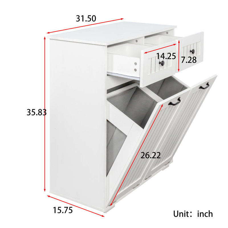 Armoire à linge avec 2 paniers à linge amovibles et 2 tiroirs