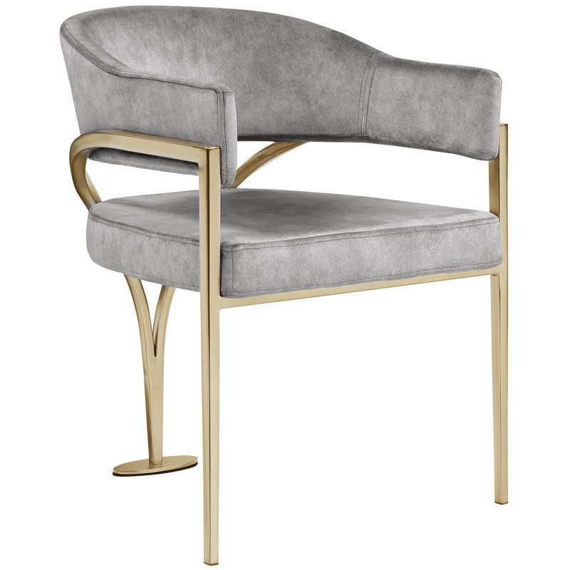 Kirsi Velvet Dining Chair, Gold, Grey Velvet