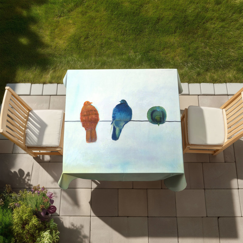 Perched Abstract Birds Tablecloth - Indoor/Outdoor Decor