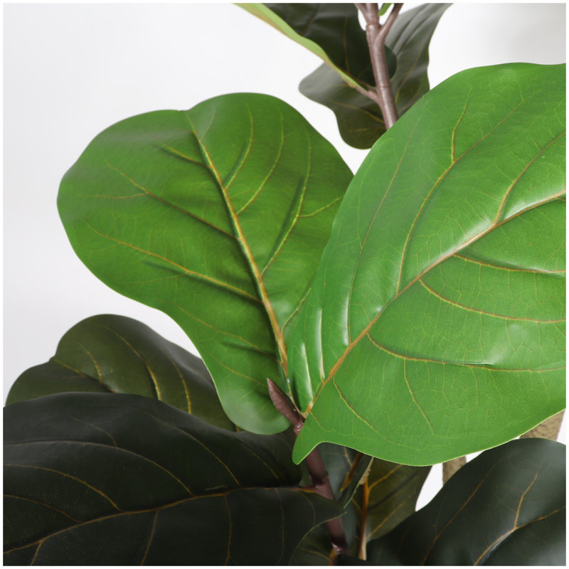 Arbre de figuier artificiel 6 pi avec pot en plastique noir, plante d'intérieur fausse touche réelle pour la décoration de coin de bureau à domicile, 1pc / ensemble