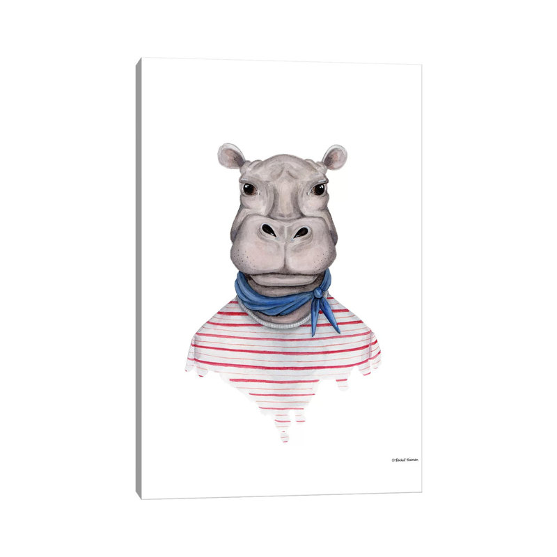 Hippo In Handkerchief by Rachel Nieman - Wrapped Canvas Gallery-Wrapped Canvas Giclée, 66.04cm H x 45.72cm W