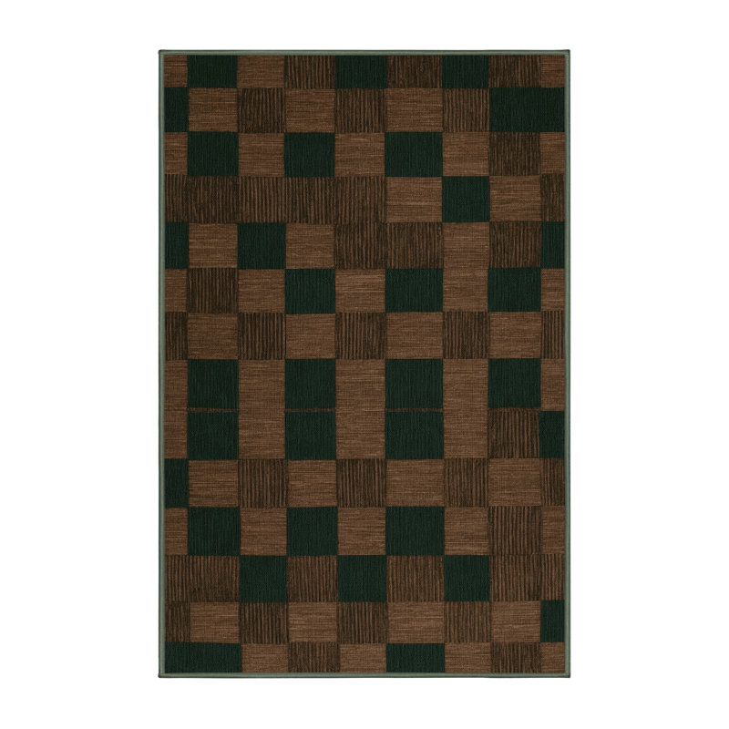 Tapis vert à carreaux lavable à la machine, Rectangle de 5 pi x 8 pi