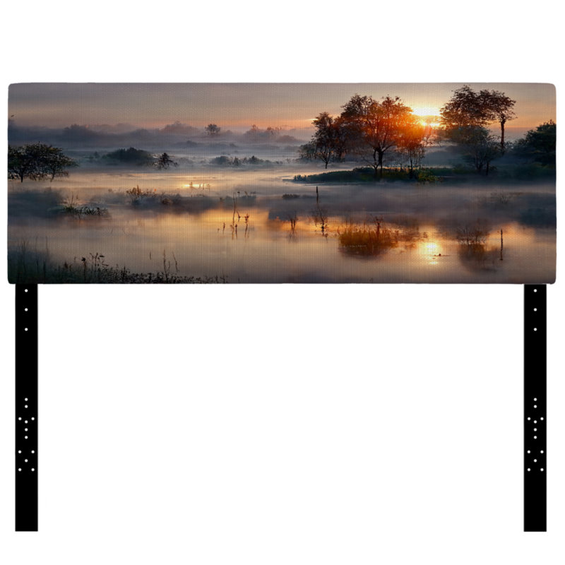 Kaydahn - Landscape Lake Upholstery Panel Headboard, Très grand
