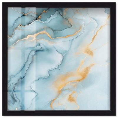 «Precious Flow Shadowbox Print», art abstrait bleu par Art Remedy