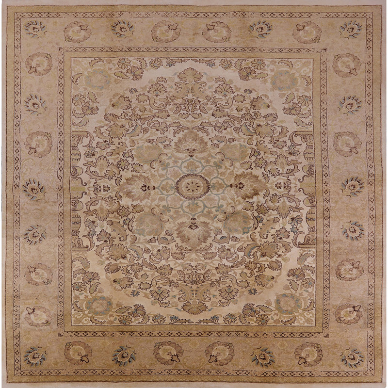 Tapis brun à motif oriental, Carré 6 pi