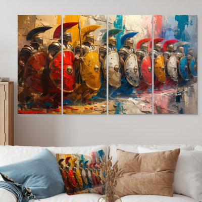 Guerriers grecs multicolores - ensemble d'art mural armée