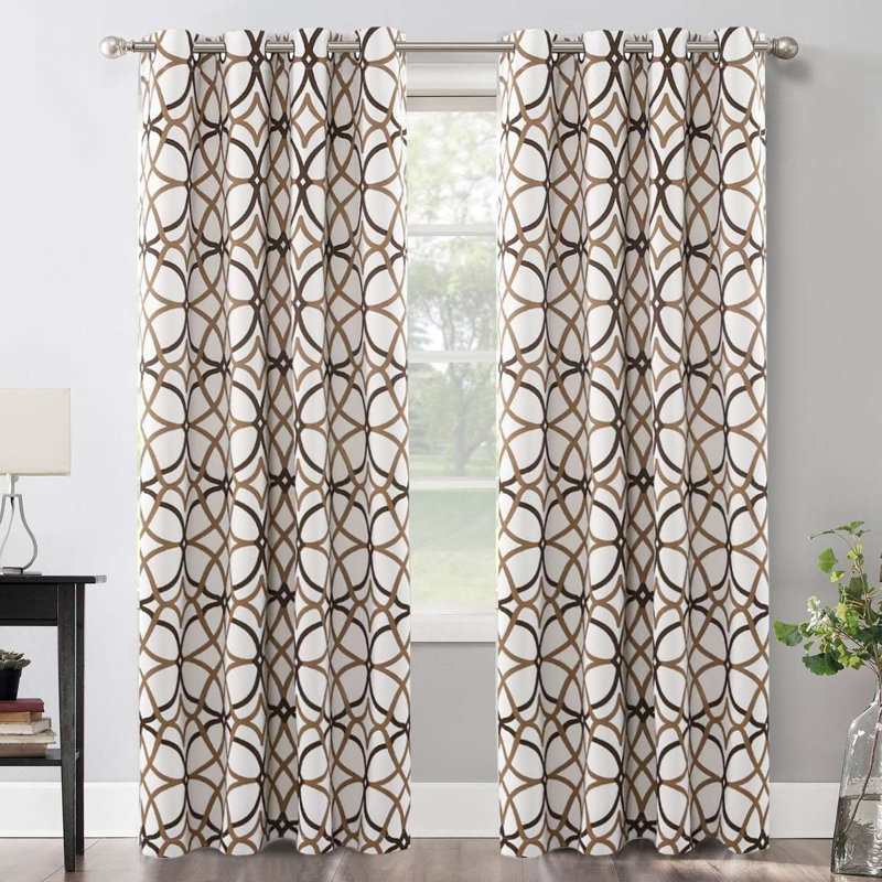 Blackout Curtains Printed Design 2 Panels Set Thermal Insulated Curtains for Bedroom Living Room Geometric Modern Grommet Window Drapes