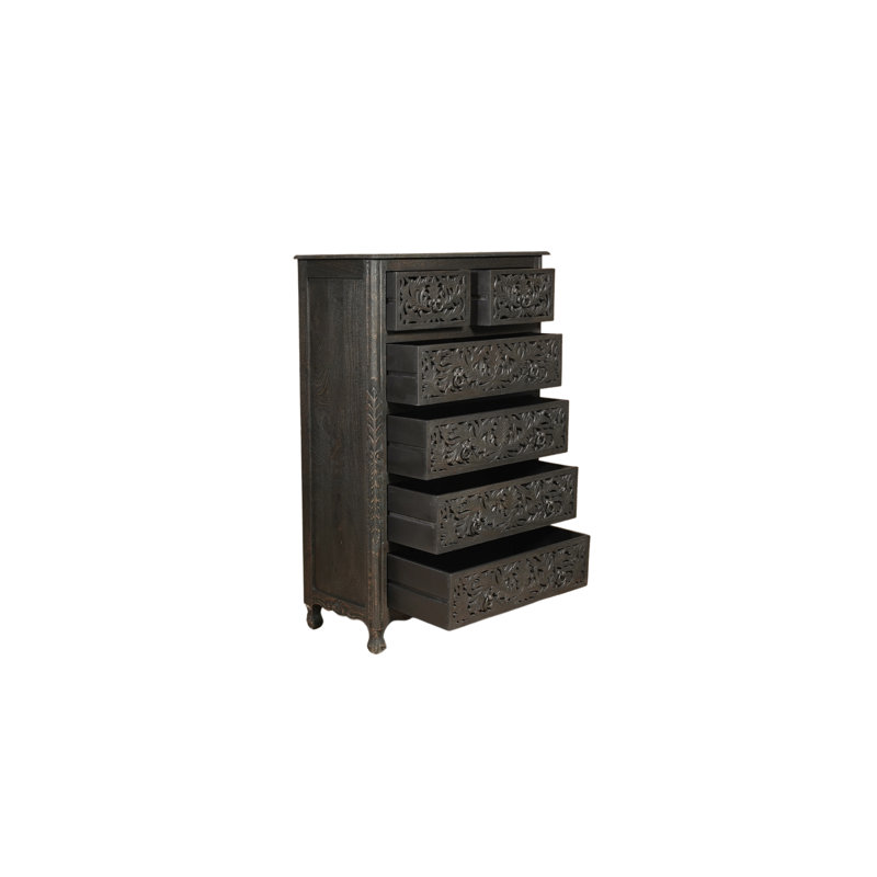 Commode 6 tiroirs Harleen, Noir