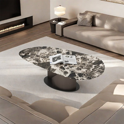 Italian oval marble coffee table living room