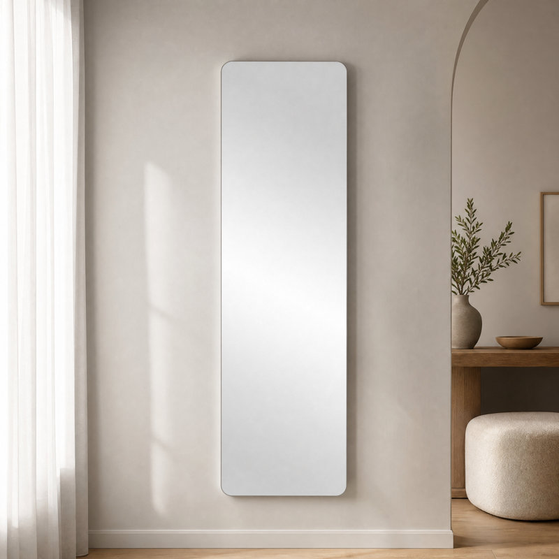 Full Length Frameless Wall Mirror With Rounded Corners