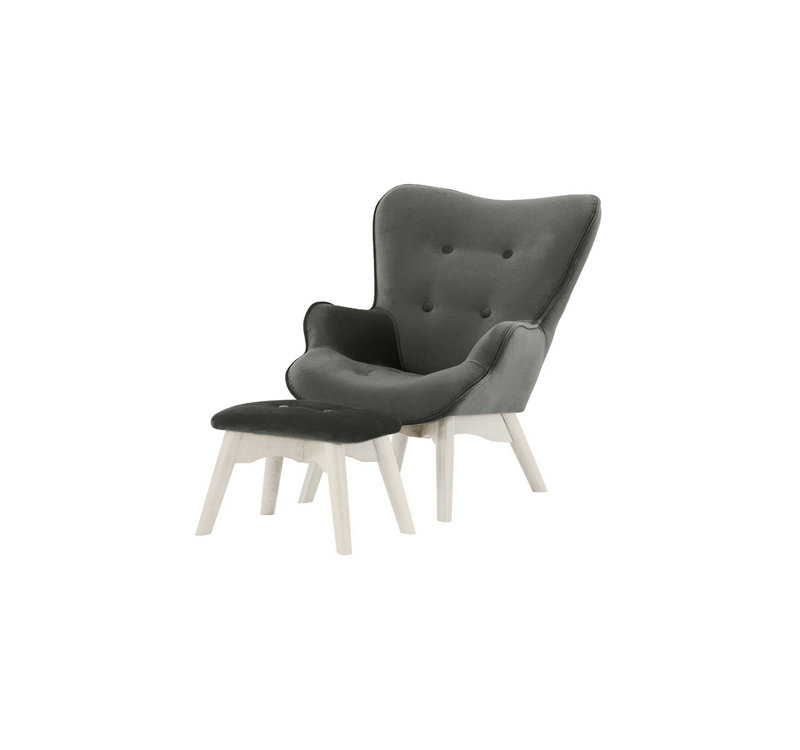 Batson Children's Armchair With Footstool, Grey/White