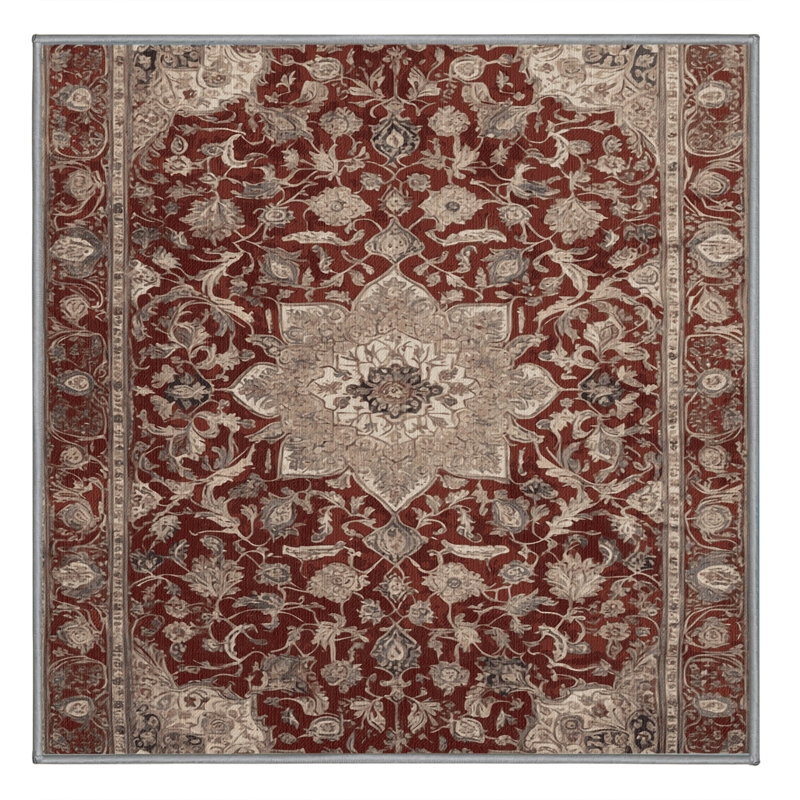 Machine Washable Persian Gray Area Rug, Square 3'