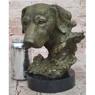 Bronze Labrador Retriever Dog Head Sculpture - Signed Original Art