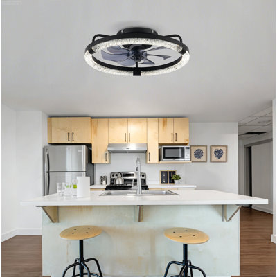Ventilateur de plafond encastré à moteur à courant continu réversible à intensité variable 6 lumières Farmhouse Industrial