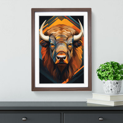 Bison Op No.2 - Single Picture Frame Print on Wood
