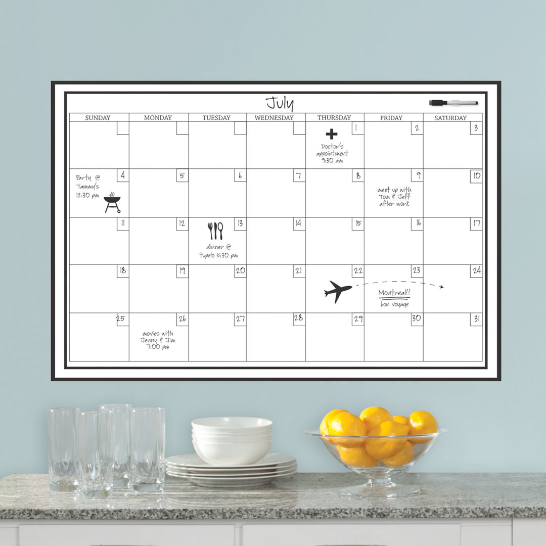 Monthly Dry Erase Calendar Wall Stickers