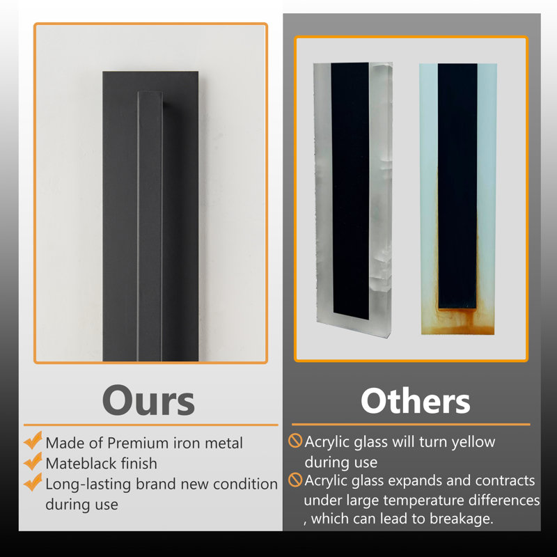 Black Modern Outdoor Led Wall Sconce, 23" H x 4.8" W x 2.25" D