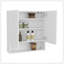 Armoire à pharmacie à double porte avec portes en miroir et tablettes intérieures, blanc