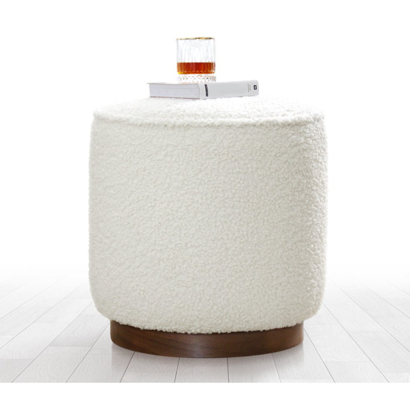 Idas 42cm Wide Round Solid Colour Footstool Ottoman