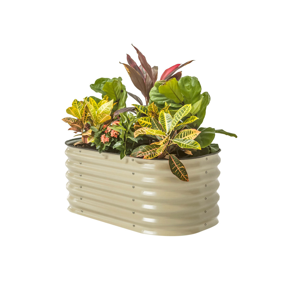 17" Tall 42" Wide Round Metal Outdoor Raised Garden Bed for Kids Vego Garden 