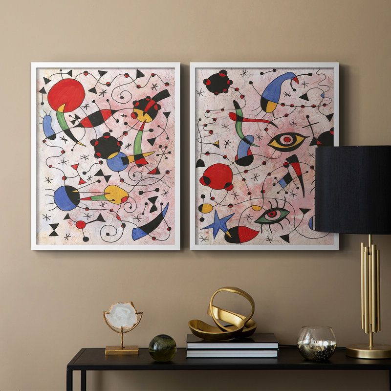 «Miro Memoirs I», reproduction encadrée de qualité supérieure - prête à être accrochée - aucun clou requis - aucun clou requis