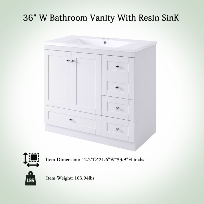 Meuble-lavabo simple avec plateau Rex 36, Blanc