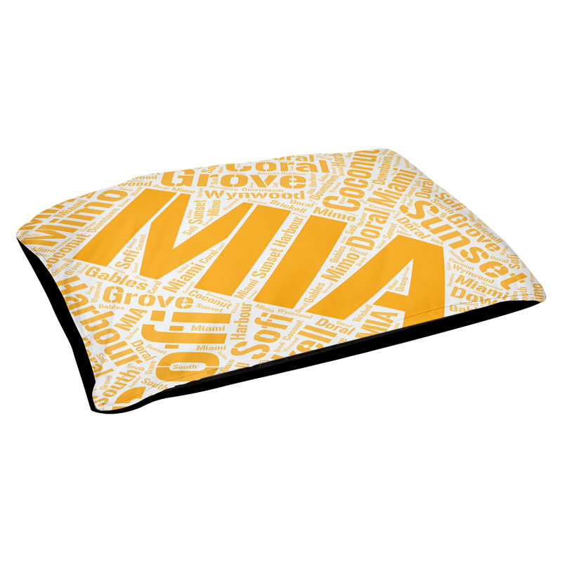 Coussin de chien « districts », Orange, Très grand (H 17 po x l 50 po x P 40 po), Miami