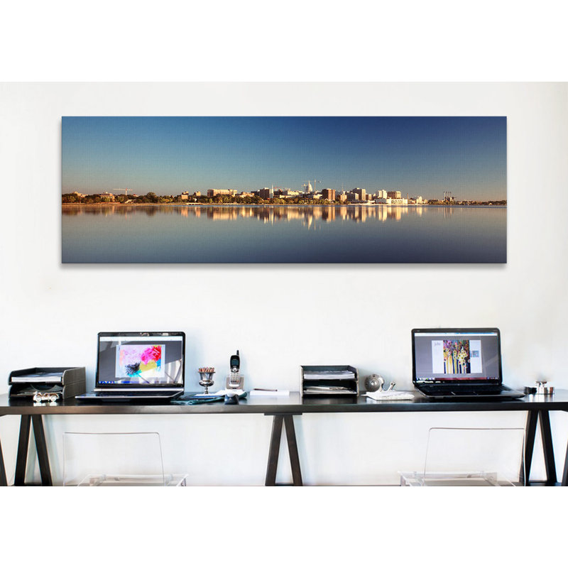 « panoramique wisconsin, madison, lake monona, city on a waterfront », reproduction de photo sur toile, Toile tendue