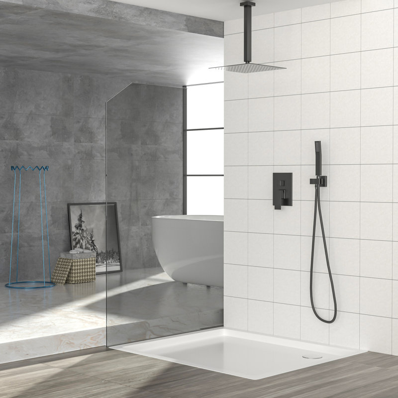 Système de douche innovant à double fonction, acier inoxydable, noir mat moderne, parfait pour une expérience luxueuse de spa