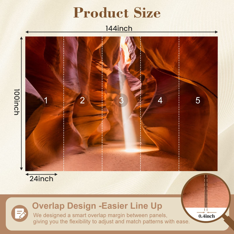 Papier peint adhésif auto-adhésif pour plancher de sable Red Rock, L 144 po x l 100 po