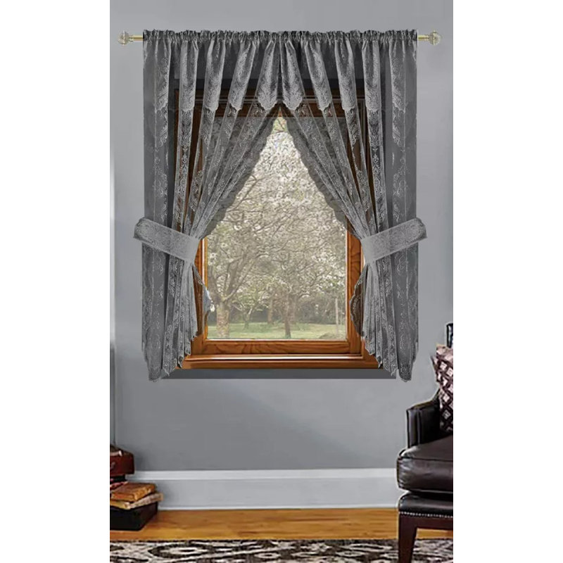 Kitchen Curtain Victoria 48, 48cm H x 54cm W, Grey