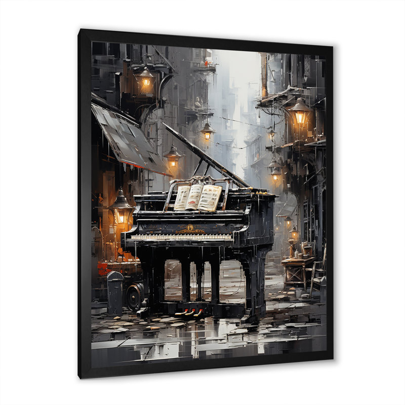 Piano Urban Upright I sur toile, H 32 po x l 24 po x P 1 po, Cadre simple noir