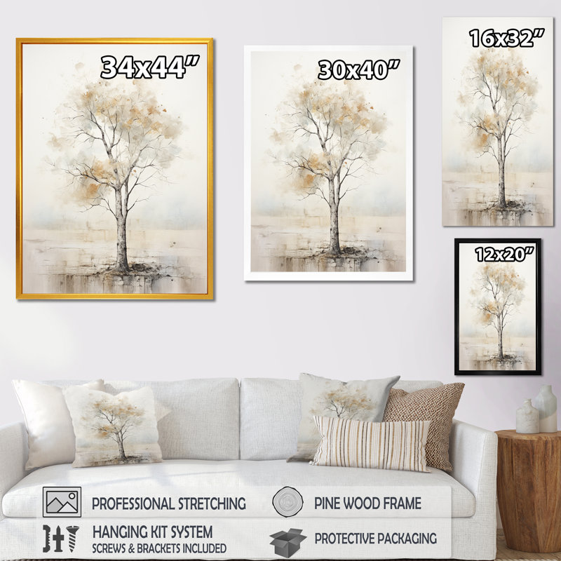 «Beige minimalisme», art mural africain, H 40 po x l 30 po x P 1,5 po, Cadre simple blanc