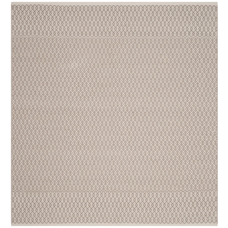 Bester Hand Woven Cotton Geometric Rug, Square 4'