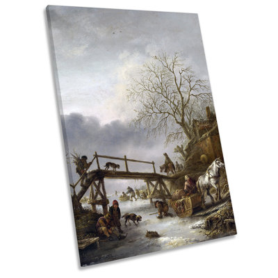 X7665 Isaac Van Ostade Winter Scene - Wrapped Canvas Painting