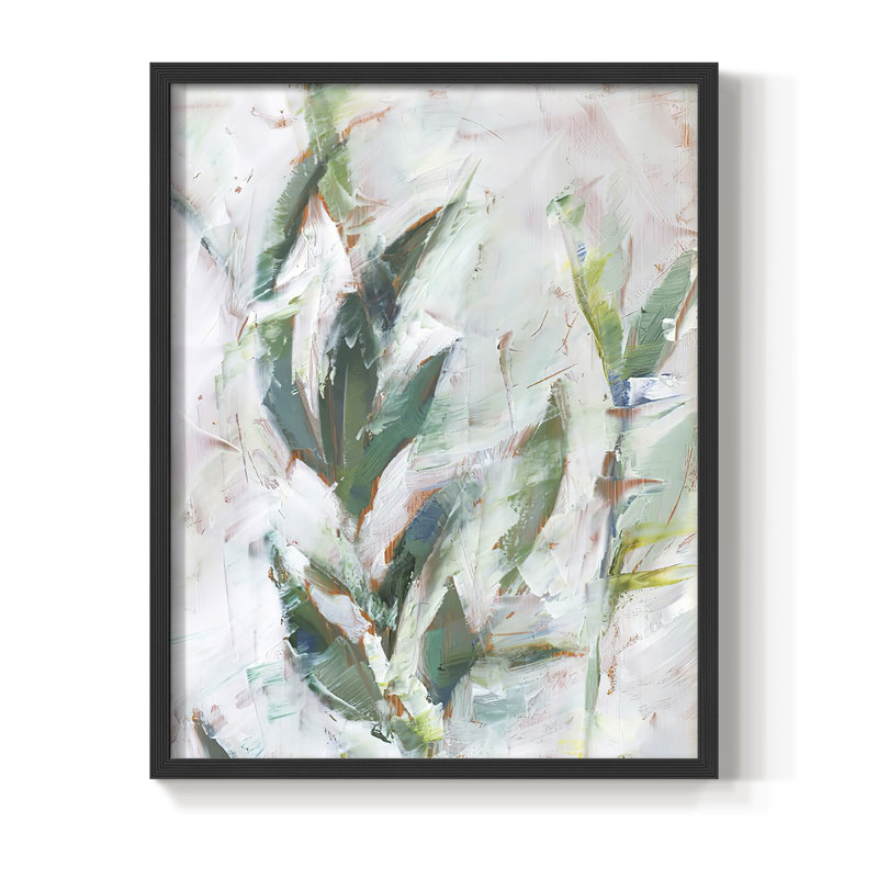 Tropical Foliage Study II  Framed Print - Solid Wood, Black, 10" H x 8" W
