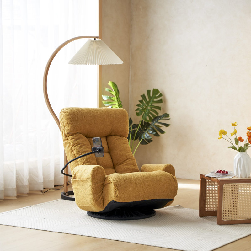 Fauteuil de jeu pivotant à 360 degrés avec 5 positions réglables Isabelle & Max, Jaune