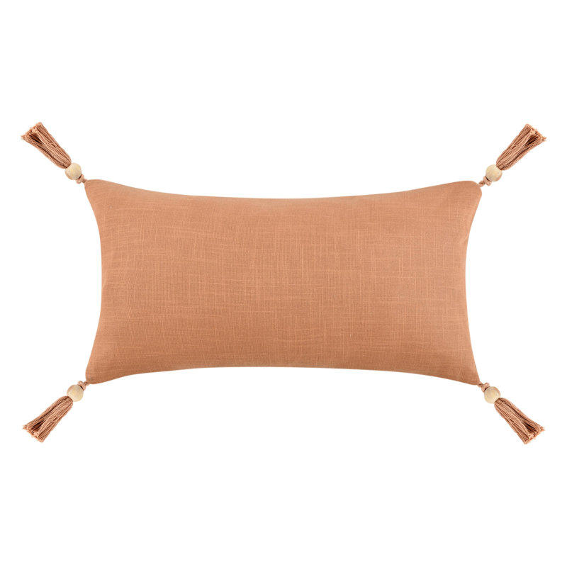 Cherry Linen Lumbar Pillow Cover & Insert, Natural, 14" x 26"