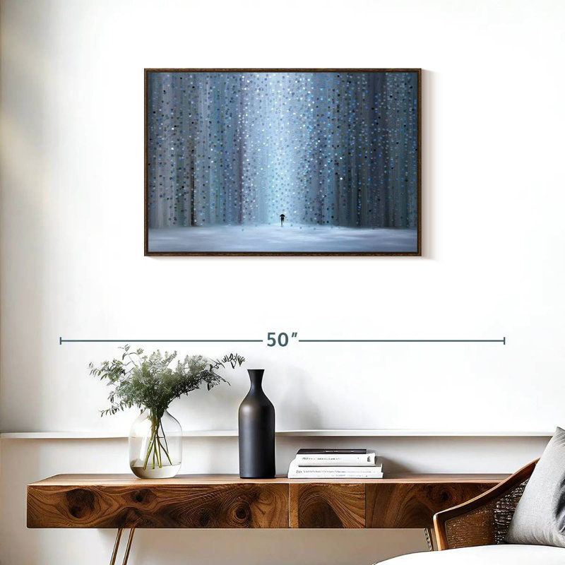 Rainy Stroll, Floating Frame Walnut, 31" X 21"