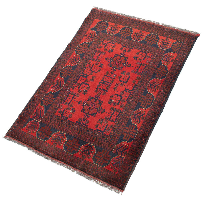 Tapis décoratif en laine noué à la main de conception unique 3 pi 5 po x 4 pi 11 po Borjana New Age